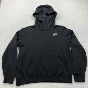 Nike Black Hoodie Sweatshirt Pullover Long Sleeve Logo Size M Basic Athleisure